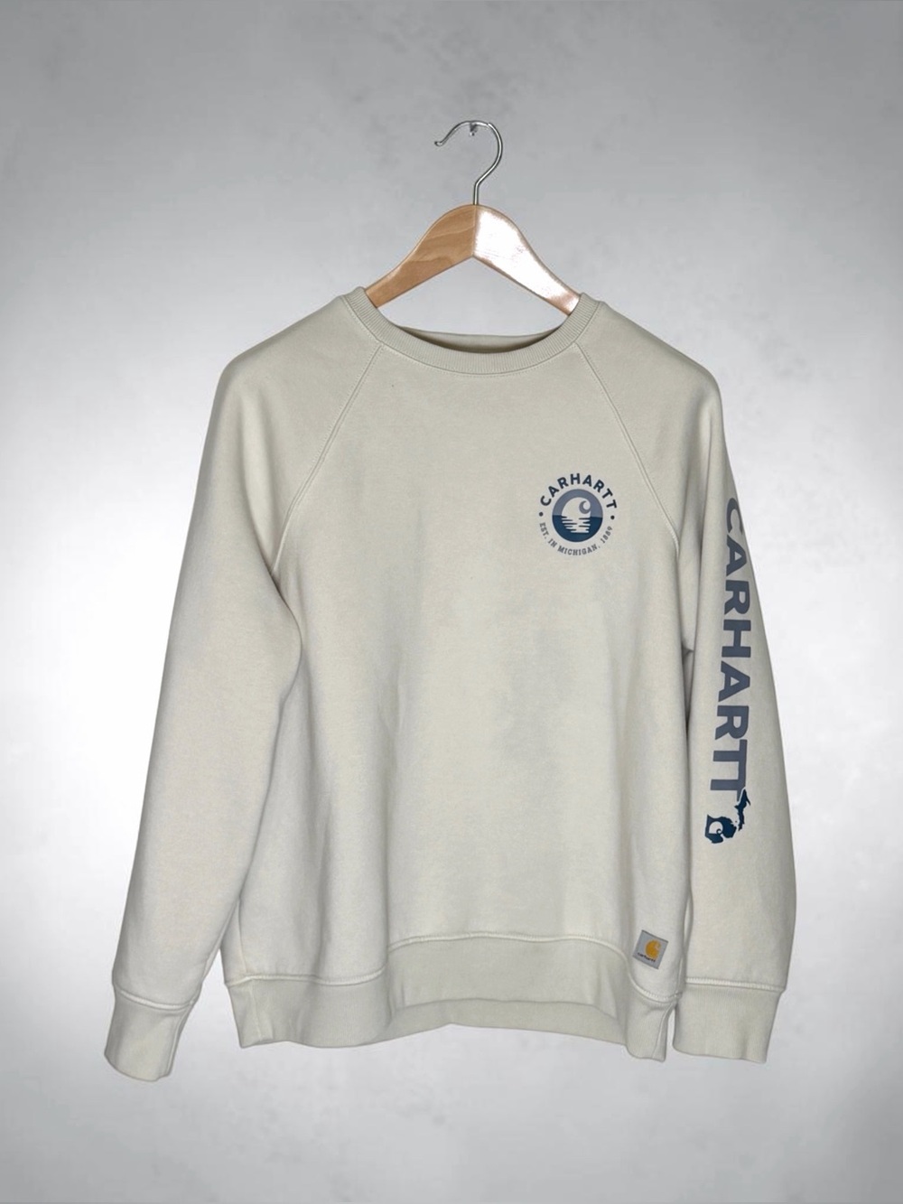 Women's Carhartt Relaxed Fit Crew Neck Sweatshirt, Cream Color, Size XL 16-18